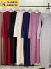 Arrivées entièrement-matchs musulmanes pour femmes Hijab Dress Middle East Dubaï Abaya Turquie Kaftan Vêtements islamiques Femme Arabe Vestido 240506