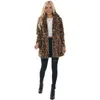 Damesjacks Winter Luipaard Afdruk Jacket Stand Kraag Warm Parkas Out meter herfst Koreaanse vrouwelijke losse faux bontjassen