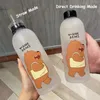 Tasses plats ustensiles 1000 ml portable grande bouteille d'eau de dessin animé panda mignon ours matte tasse alimentaire de qualité alimentaire résistant à la chaleur