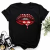 T-shirt pour femmes Maycaur Womens Lip Graphic T-shirt fash