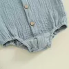 Rompers Baby Clothing Boys Bumps Curchs d'été pour les vêtements de nouveau-nés Bouton de couleur unie décontractée Coton H240507