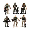 6PCS Figura Figura Armii Zabawa z bronią / postaciami wojskowymi ruchomymi wojskowymi solidorem heroiczny model dla prezentów dla chłopców 240506
