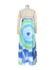 Robes décontractées Femmes Imprimé Long Robe Backless Vles V Neck Beach Splice Tie Dye Sexy Sans manches Une ligne Versidos en vrac Summer 2024