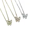 Designer High Version V Gold High Version Vantasy Butterfly Necklace Womens Product Phantom Full Diamond Pendant 18K Rose Clover Collar Chain