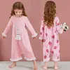 Pyjamas Mädchen Pyjama 2022 Frühlingskinder Pyjama Pink Cartoon Prinzessin Langarm ein Stück Pyjama 3-12 Jahre alte Kinder Pyjamasl2405