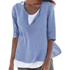 Damesblouses zomerkleding casual v-neck korte mouwen tops losse dames katoen linnen t shirts tee 4xl