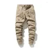 メンズパンツ2024ファッションメンズ戦術貨物ルーズアーミーグリーンエラスティックウエストジョガーマレスカジュアルコットン高品質の長いズボン