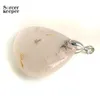 Pendant Necklaces Fashion DIY Charm Women Man Natural Cherry Blossoms Agate Stone Slide Healing Crystal For Jewelry Making BI064