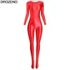 Kvinnors badkläder Drozeno One Piece Bodysuit Glossy Pants Oil Tights Sexig Smooth Yoga Spandex Zentai Suit