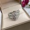 Pierścienie klastra Sprzedawanie 925 srebrnego diamentowego węża węża podwójna pierścionka klasyczna modna marka Bankiet luksusowa biżuteria