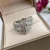 Cluster Anneaux vendant 925 Sterling Silver Diamond Snake Bone Double Ring Stretch Classic Fashion Banquet Banquet de luxe Bijoux