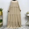 Etniska kläder chiffong manschett ärmar muslimsk klänning kvinnor enkel långärmhet lösa damer kläder mellanöstern dubai abayas kalkon islamisk