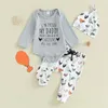 Bébé Layette ensemble infantile garçon animaux de la ferme body vêtements lettre barboteuse pantalon né à la maison tenue avec chapeau 240424