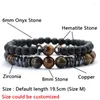 Charm Bracelets Hiphop Men Bracelet Set 2 Pieces High Quality Zirconia Braclet Natural Lapis Lazuli Lava Tiger Eyes Stone Braslet Gift For