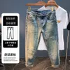 Fashion clothing Distressed cropped true religious jeans men's summer thin and loose fitting trend Harlan pants men's pants mens jeans designs