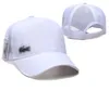 Frankrijk Lacost Designer Luxury merk Peaked Caps Snake Tiger Head Bee Heren Damesontwerpers Cat Canvas Men Honkbal Fashion Women Sun Hats Barrel Cap A14