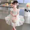 Robes de fille Butterfly Decoration Kid Gradient Rainbowtulle Sling Robe Vestido Vintage Christmas Cadeaux d'anniversaire Princesse