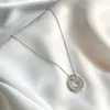 Anhänger Halsketten One Stücke Mode exquisite Liebe Herz eingelegtes Zirkon kreisförmiger Geometrie Kupfer Silber Farbe Halskette Frau Party Geschenk