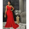 Vestidos sexy urbanos Anjamanor Vestidos de noite de festa vermelha para mulher elegante sexy um ombro alto Dressão maxi sereia africana d42-ef55 t240507