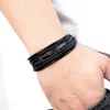 xqni luxury Fashion Handwoven Leather Braceter Multilayer Mens Banglesステンレス鋼磁気バックルパーティージュエリーギフト240423