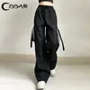 Cibbar черные мешковатые грузовые брюки Harajuku с низким ростом прямых брюк корейский стиль уличная одежда Y2K Эстетические женщины базовые 240506