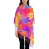 Écharbes Colroful Bright Flowers Écharpe avec Tassel rétro Hippie Imprimer des châles doux et enveloppés Femelle Head Automne Y2K Bufanda