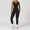 Jumpsuits voor dames rompers naadloze sportschool sport jumpsuit dames sportkleding sexy holle backless scrunch overalls push up One Pieces Outfit Wear T240507