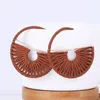 Dangle Earrings Pulsera 2024 Fashion Leather Women Hoops Round Jewelry Korean Luxury Black Drop Earring Big