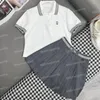 Designer Stripe Polo Tees Women Women Summer Pulfied Gonnets Letter Gonnes Gonne a maniche corte estate Abito da due pezzi