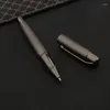 1PC Metal Ball Point Pen Gun Grey Wave Sculpture Gravé Rollerie