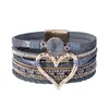 Bracelets de charme en métal amour coeur cuir pour femmes hommes mode bohème hignestone résine enveloppe bracelet bracelet couple bijoux