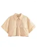 Blouses des femmes Femmes simples 2024 Été Solide Shorts Tops Fashion Femelle Trop Top Down Collar Sleve Pockets Shirts