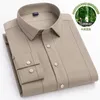 Men's Dress Shirts New mens long sle shirt bamboo fiber business casual comfort without ing high quality spring/summer fashion stripes d240507
