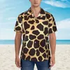 Herren lässige Hemden Hawaiian Hemd Urlaub Giraffe Print Blusen lila Tier Neuheit Männer Kurzarm Y2k lustige Tops