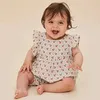 Rompers New Summer Baby Girl Cotton Bodysuit Cute da ciliegia da ciliegia Servetta per bagliore Triangolo neonato Triangle Cucili che strisciano H240507