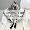 Quadratische Nachahmung Seidenschal Schwarz -Weiß gestreifter Kopf Wrap für Frauen Multifunktion Feeling Neckerchief 240430