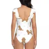 Kvinnors badkläder ruffle 2024 Kvinnor Sexiga One Pieces Swimsuit Female Poodle Monokini Bathing Suit Beachwear