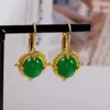 Dangle Earrings Exquisite Golden Leverback Fashion Jewelry Green Stone Birthstone Bride Princess Wedding Engagement Earring