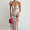 Robe de créateurs d'été pour femmes imprimées fleurs fragmentées slim enveloppe hanche sexy robe plus taille robes
