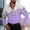 Men's Casual Shirts 2024 Long-sleeved Shirt Floral Suit Button Trend Geometric Clear Pattern Soft And Comfortable Clothing
