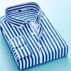Men's Dress Shirts 2024Mens Business Casual Long Sled Shirt Men M- 5XL Plus Size Shirt Classic Striped Social Dress Shirts Outwear d240507