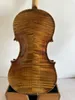 4/4 Violin Solid flamed maple back old spruce top hand carved Scroll Statue 3676