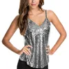 Tanks pour femmes Carnaval Party Sexy Femmes Sequin Vest sans manches Lusine Camisole Vobas à col décontracté.