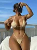 Kobiety stroje kąpielowe 2024 NOWOŚĆ SEXY MINI BIKINI MICRO Extreme String Bikini Bikini Set Summer Brazylian Bathing Suit T240505