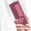 Корпуса Smart Flip Case для Samsung Galaxy Z Fold 4 1 2 3 5G W20 W21 W22 Зеркальное зеркальное покрытие кожаная наставка для мак -стенки ударная крышка телефона Funda