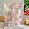 Feestbenodigdheden 10 stcs stempelen goud roze vlinder cake toppers prinses meisje bruiloft gelukkige verjaardag decor dessert