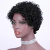 Curly Pixie Cut Wig Perruques à cheveux humains pour femmes noires Cheveux humains Bob Bob Wig avec Bangs Wavy Aucune Wig avant en dente