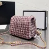 Klassiek Matelasse Flap -merk Golden Ball Seriële tassen France Bag Hoge portemonnee gewatteerde mini -keten Crossbody Tweed schoudernummer Kwaliteit L geboren