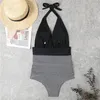 Bikini de maillots de bain pour femmes High Waond Set Deep-V Backless MONOKINI TRENDI STRENDE MAISON FEMMES FEMMES SEXY HACKER PUSH UP PLACE Wear Bathing