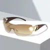 Sunglasses Heart shaped frameless sunglasses for mens brand design luxurious large sunglasses fashionable retro trend mens glasses Y2K J240508